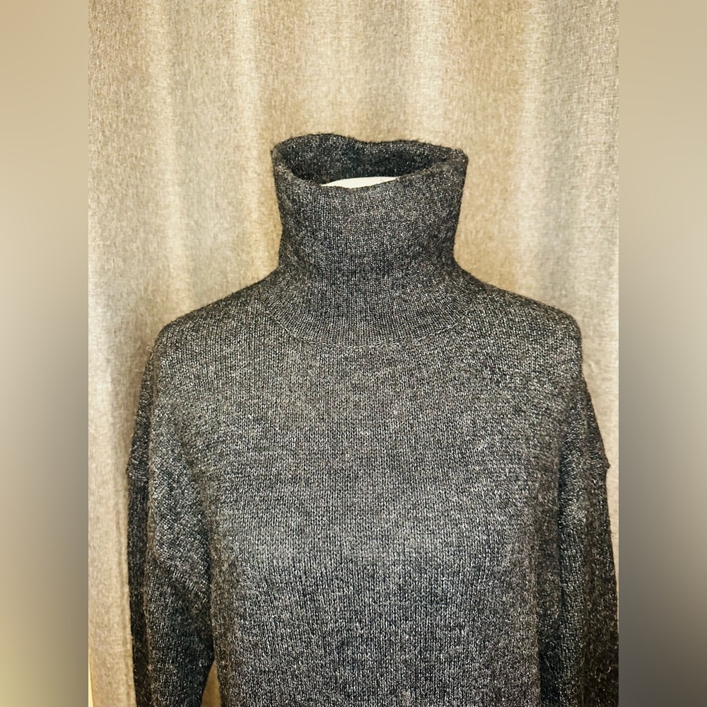 ZARA Knit Charcoal Gray Turtleneck Sweater Midi Dress | Women’s Medium - Picture 6 of 14